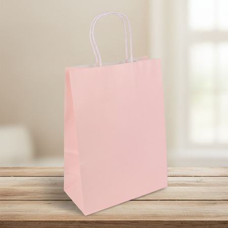 Pastel Pink Party Bag on Wood Table