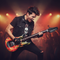 Person Air Guitaring with Inflatable Flame Guitar Rock Party