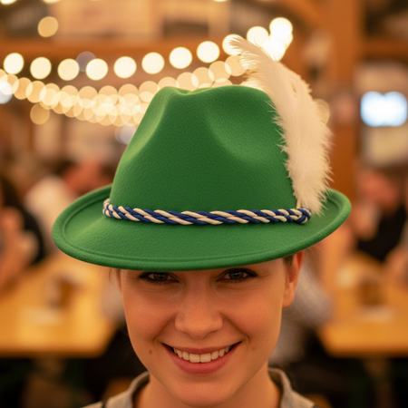 Person Wearing Green Tyrolean Hat - Oktoberfest Background