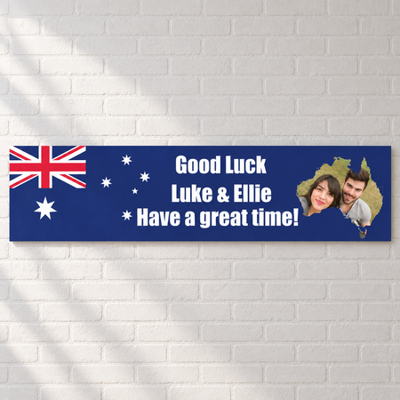 Personalised Australian banner on a white brick wall