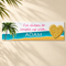 Personalised banner on a cream wall with soft light, shade and a beachy feel, in square format