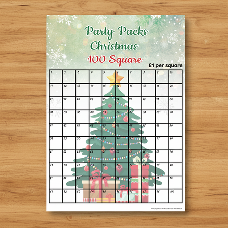 Personalised Christmas square grid poster on a wood table