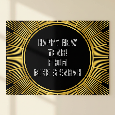Personalised New Year poster against a cream wall