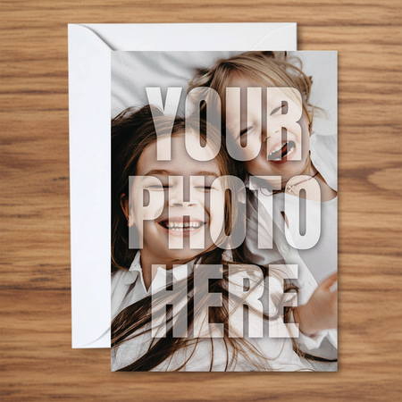 Personalised Photo Card on Wood Background