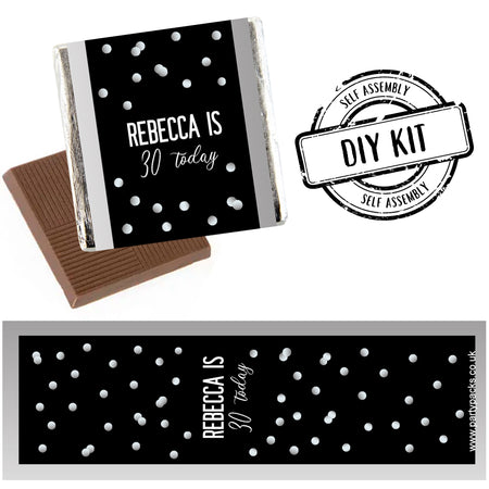 Personalised Chocolates - Glitz Black & Silver - Pack 16