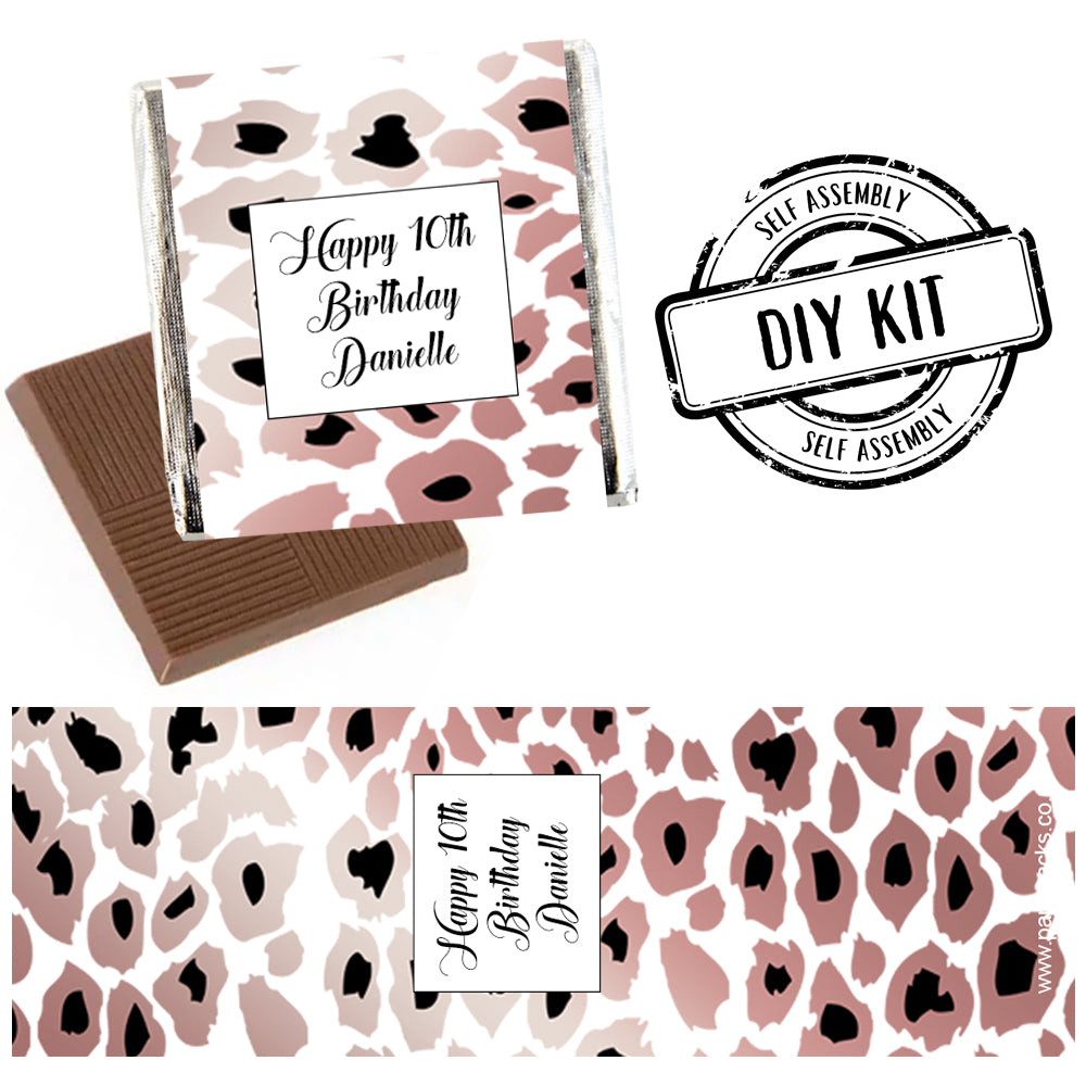Personalised Chocolates - Rose Gold Leopard Print - Pack 16