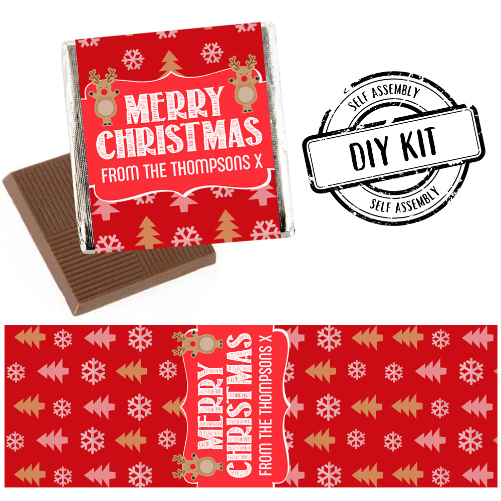 Rudolph Christmas Personalised Square Chocolates - Pack of 16