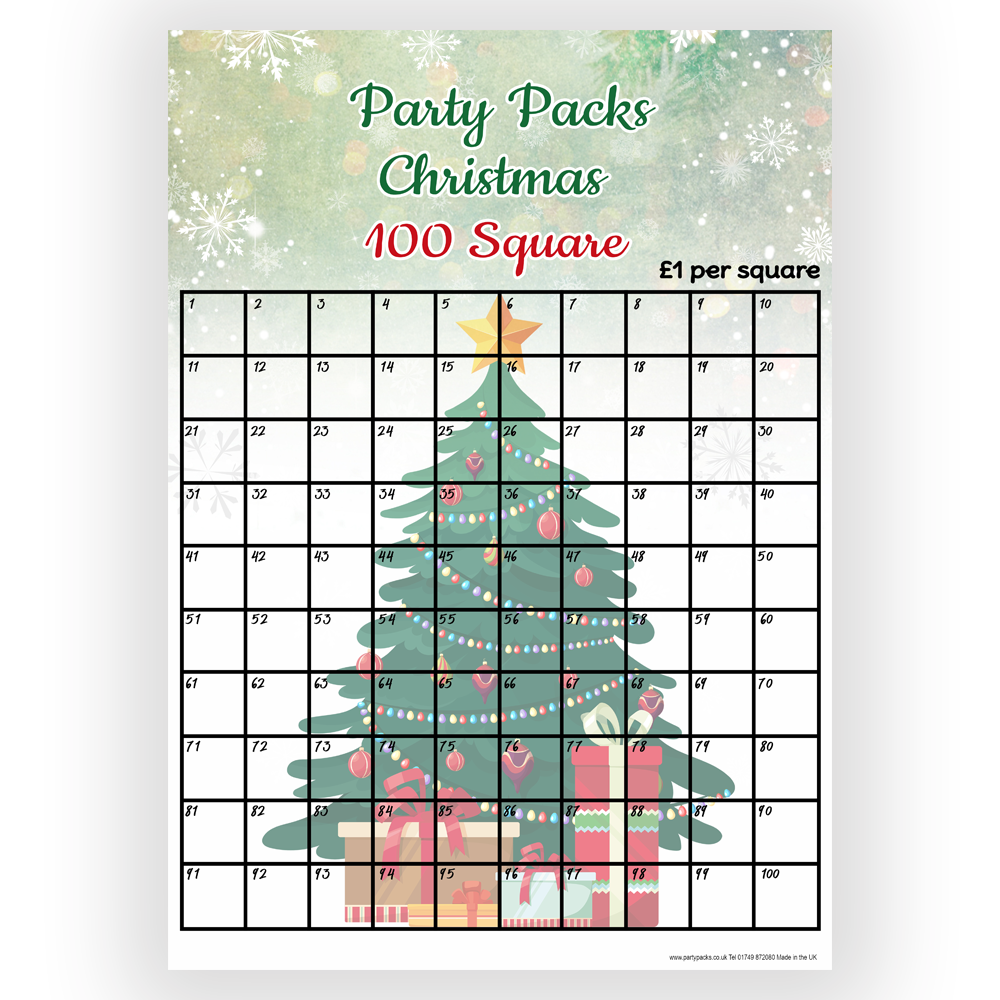 Fundraising 100 Square Grid Christmas Tree Poster - A3