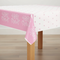 Pink Baby Shower Tablecloth with Oak Wooden Legs