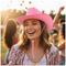 Pink Cowboy Hat Being Worn