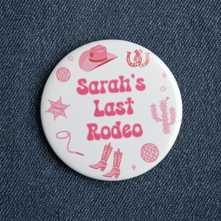 Pink Cowgirl Badge on Denim