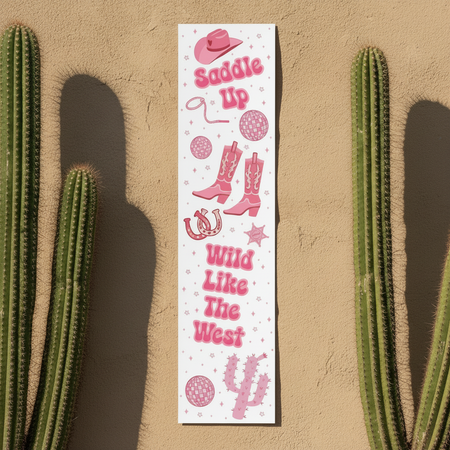 Pink Cowgirl Banner Desert Wall with Cacti Both Sides