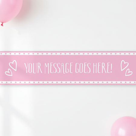 Pink Hearts Banner Close Up No Pins