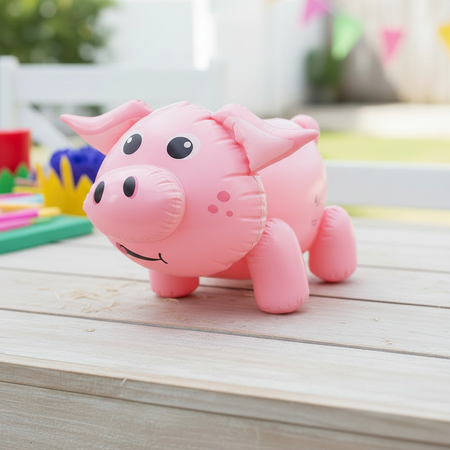 Pink Inflatable Pig on Table No Props