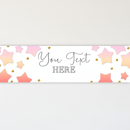 Pink Ombre Stars Banner on White Wall