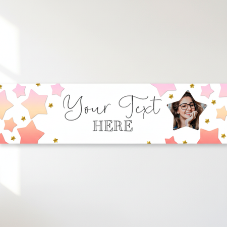 Pink Ombre Stars Photo Banner on White Wall