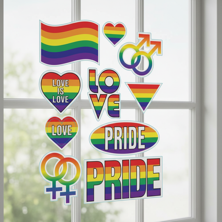 Pride Stickers on Window