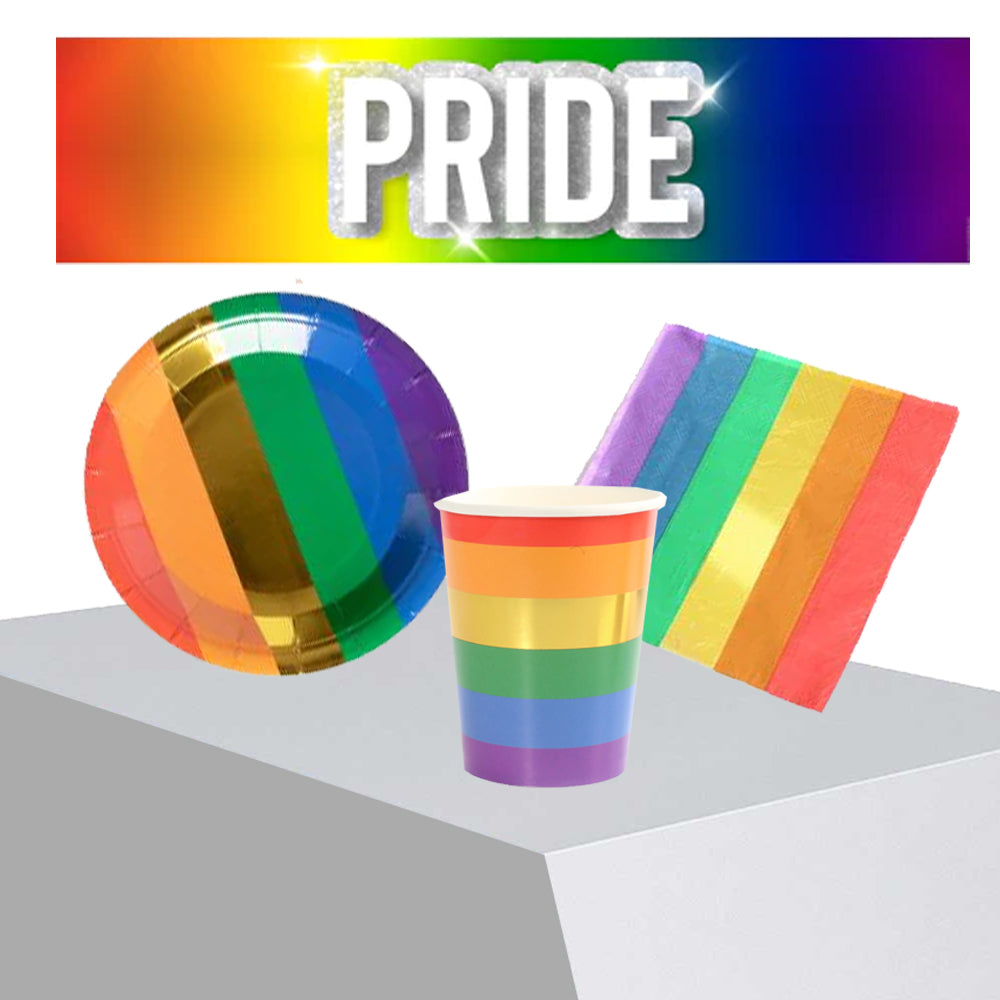 Rainbow Pride Tableware Pack for 10 with FREE Banner!