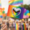 Pride Glitter Rainbow Paper Table Flags - 15cm x 10cm on 30cm Pole