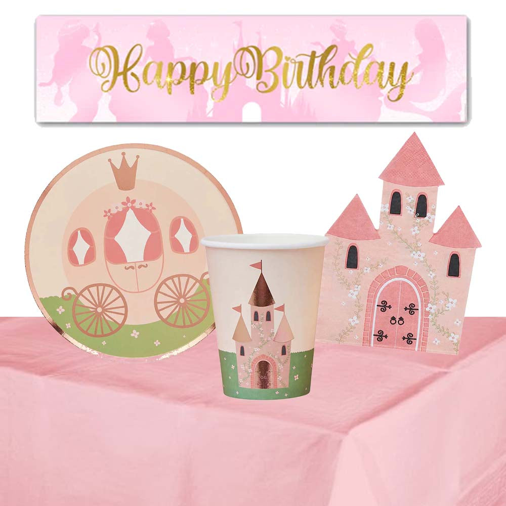 Princess Castle Tableware Pack For 8 With FREE Banner