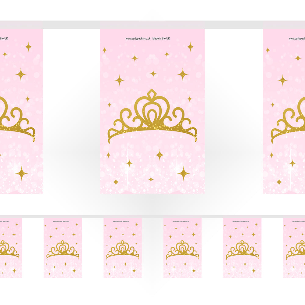 Princess Pink Sparkle Paper Flag Bunting Decoration - 2.4m