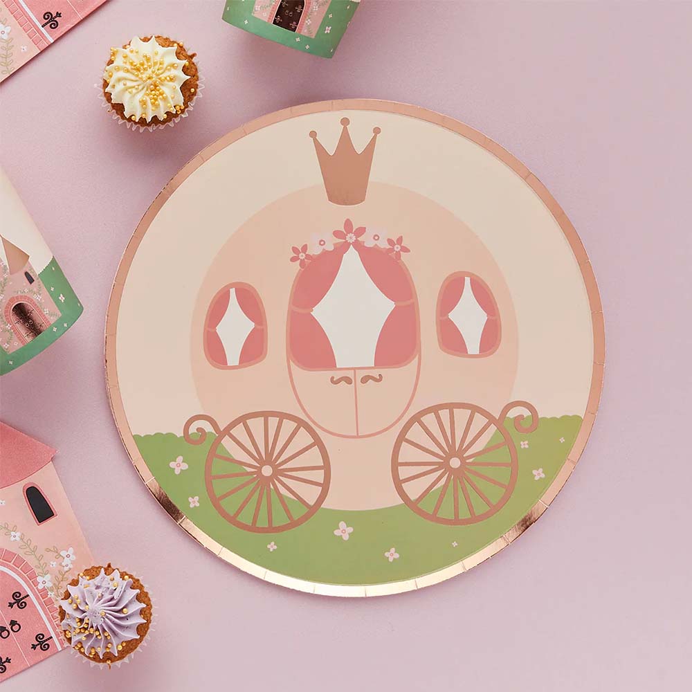 Princess Carriage Paper Plates - 23cm - Pack of 8