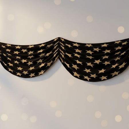 Black and Gold Stars Fabric Drapes - 1.78m