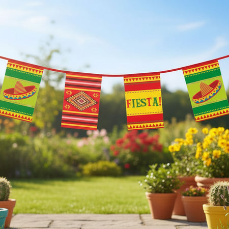 Mexican Fiesta Rectangular Plastic Bunting - 10m