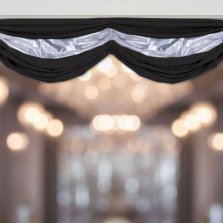 Black and Silver Fabric Drapes - 1.78m