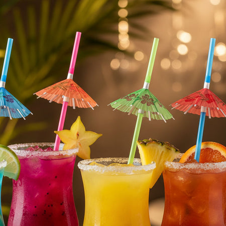 Umbrella Straws - Assorted Colours - Pack of 12