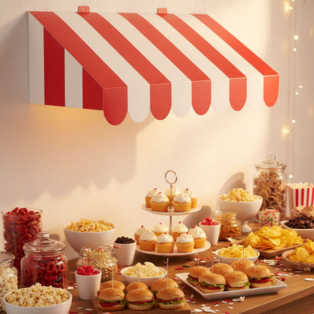 3D Red and White Awning Card Wall Decoration - 63cm