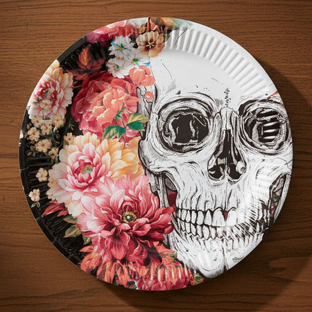 Floral Day of the Dead Plates - 23cm - Pack of 10