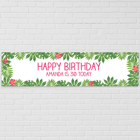 Tropical Leaves Personalised Banner - 1.2m