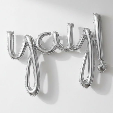 Yay! Silver Script Phrase Air-Fill Foil Balloon - 35