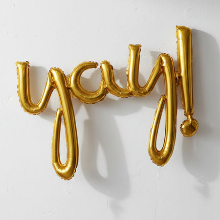 Yay! Gold Script Phrase Air-Fill Foil Balloon - 35