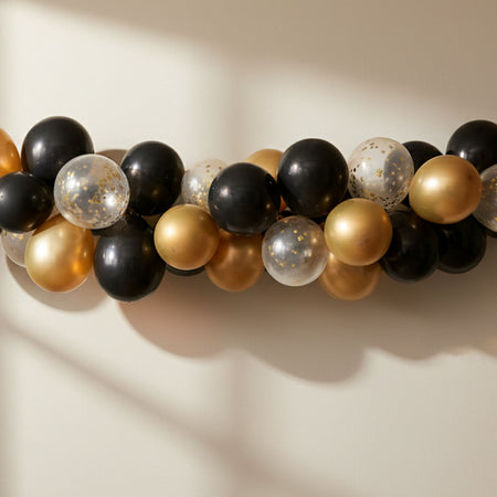 Black and Gold Balloon Arch DIY Kit - 2.5m