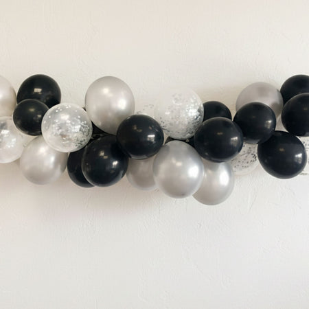Black and Silver Balloon Arch DIY Kit - 2.5m