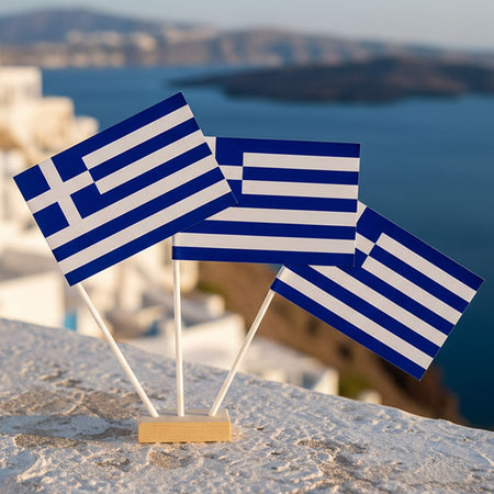 Greek Table Paper Table Flags - 15cm on 30cm Pole - Each