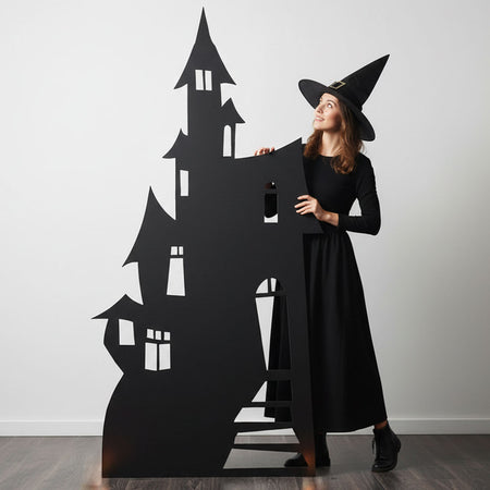 Large Haunted House Silhouette Cardboard Cutout - 1.86m