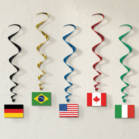 International Flag Whirls - 1.02m - 10 Countries - Pack of 5