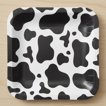 Cow Print Square Plates - 22.9cm - Pack of 8