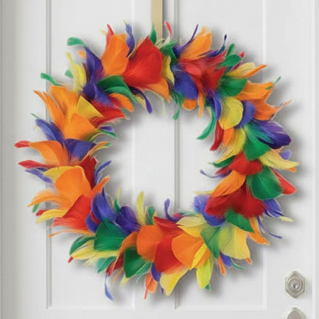 Rainbow Feather Wreath - 20.3cm