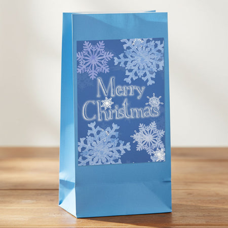 Frosty Snowflakes Merry Christmas Party Bag Kit - Pack of 12
