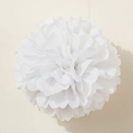 White Pom Pom Tissue Value Decoration - 40cm