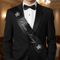 Prom King Sash Worn on Male Torso in Suit