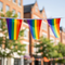 Rainbow Fabric Bunting Close Up Outdoor
