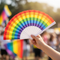 Rainbow Fan Held in Hand Close Up