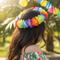 Rainbow Flower Headband Worn Facing Forward
