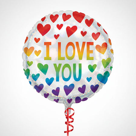 Rainbow Hearts I Love You Foil Balloon - 18