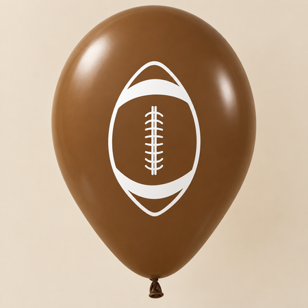 Realistic brown American football balloon with soft light and shade against a neutral background, in square format